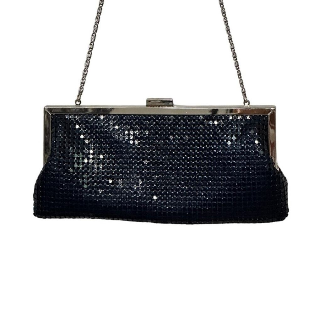 Style & Co by Macy's Navy Blue Mesh Evening Bag Silver Hardware & Chain Strap